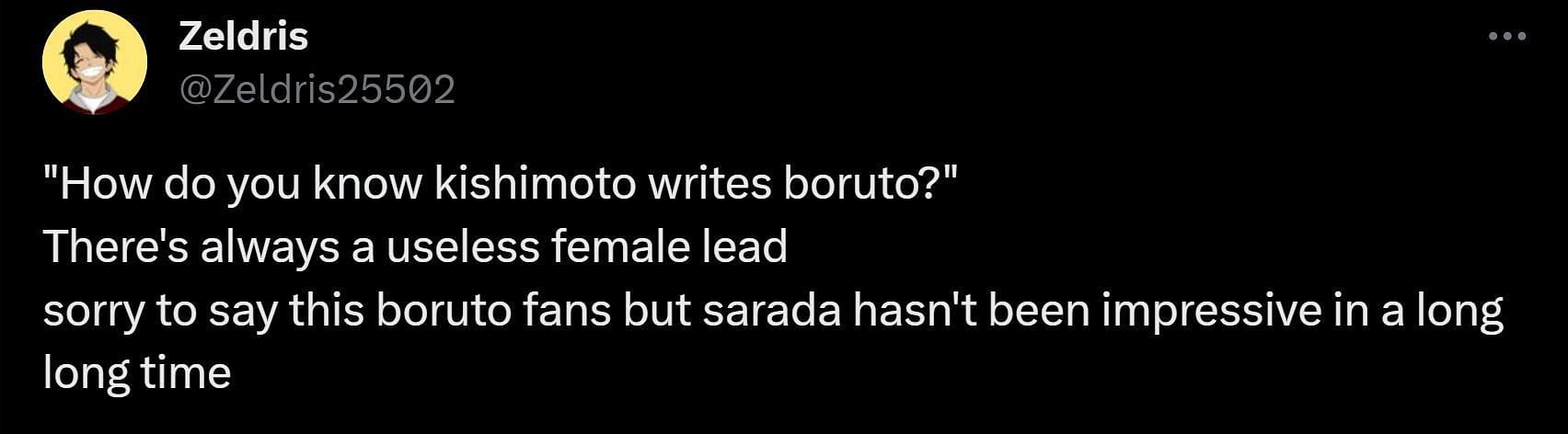 Boruto fan targeting Sarada (Image via Sportskeeda/X)
