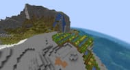 A clifftop farm with an ocean view (Image via Mojang)