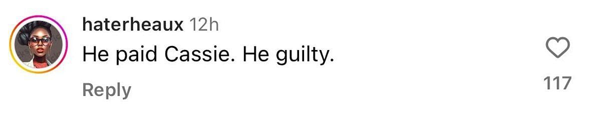 A user accuses Sean of being guilty (image via Instagram/@hollywoodunlocked)