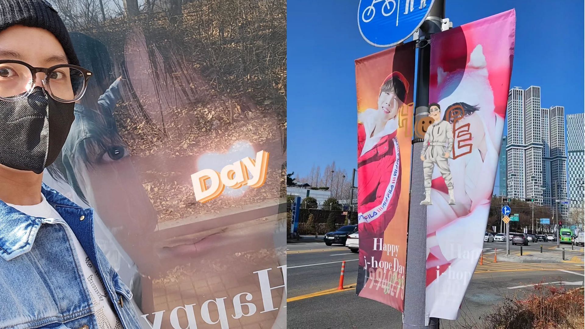 J-hope spots his birthday posters made by fans (Images via Instgaram/uarmyhope)