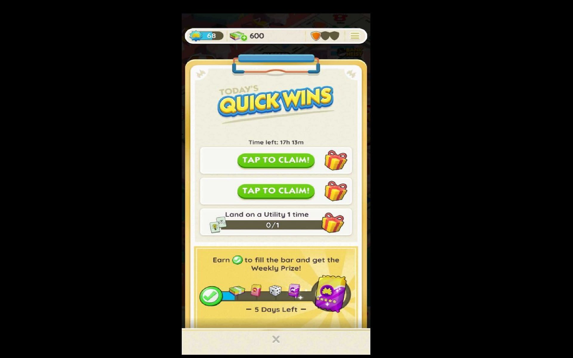 Complete Quick Wins for amazing rewards and tokens (Image via Scopely)