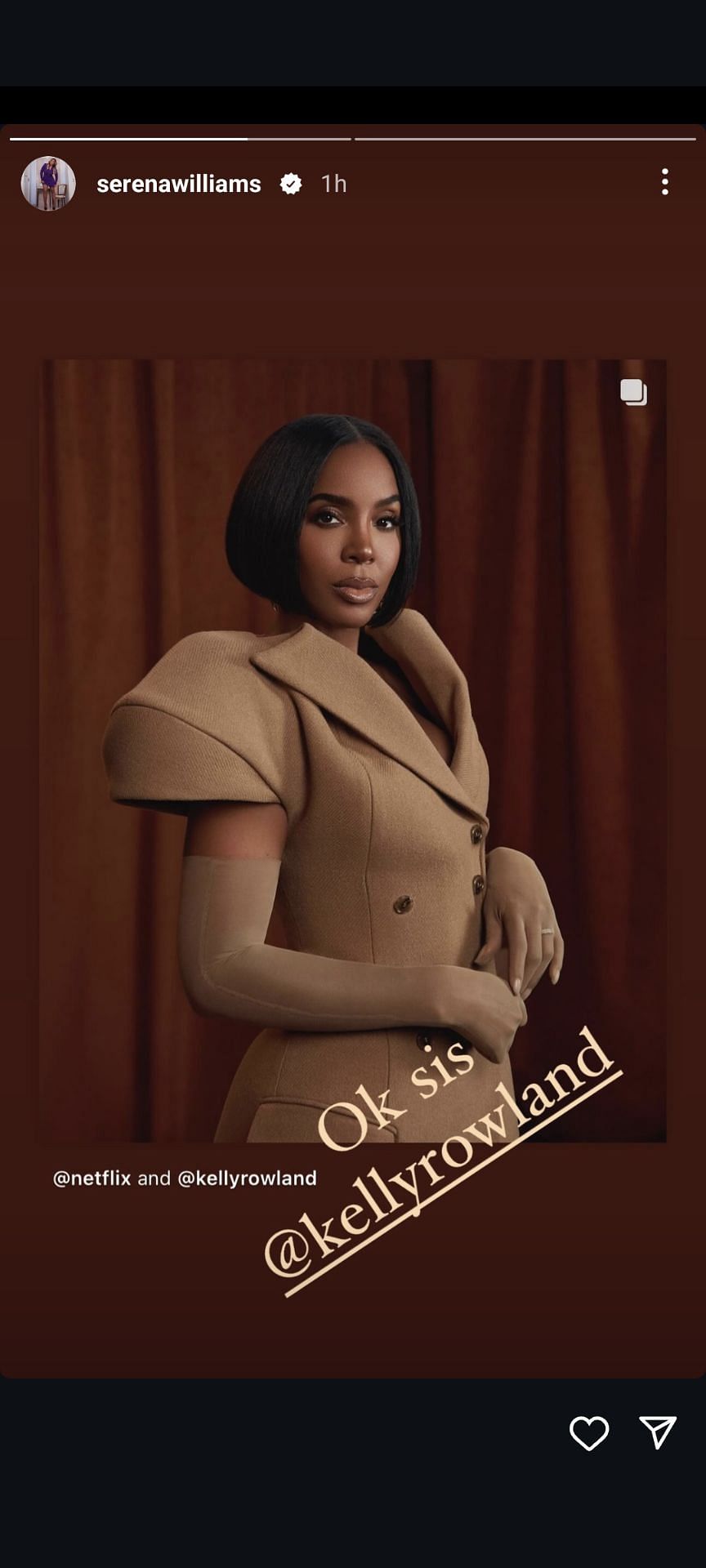 Serena Williams&#039; reaction to Kelly Rowland&#039;s look during a promotional photoshoot for Mea Culpa
