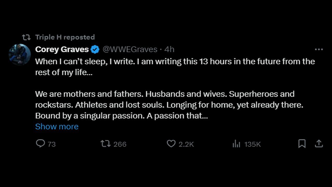 Triple H reposts Graves&#039; tweet (via Twitter)
