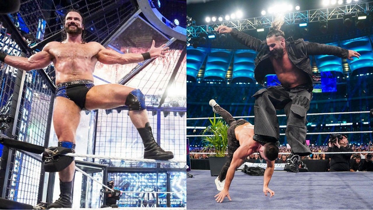 WWE सुपरस्टार्स ड्रू मैकइंटायर, ऑस्टिन थ्योरी और सैथ रॉलिंस 