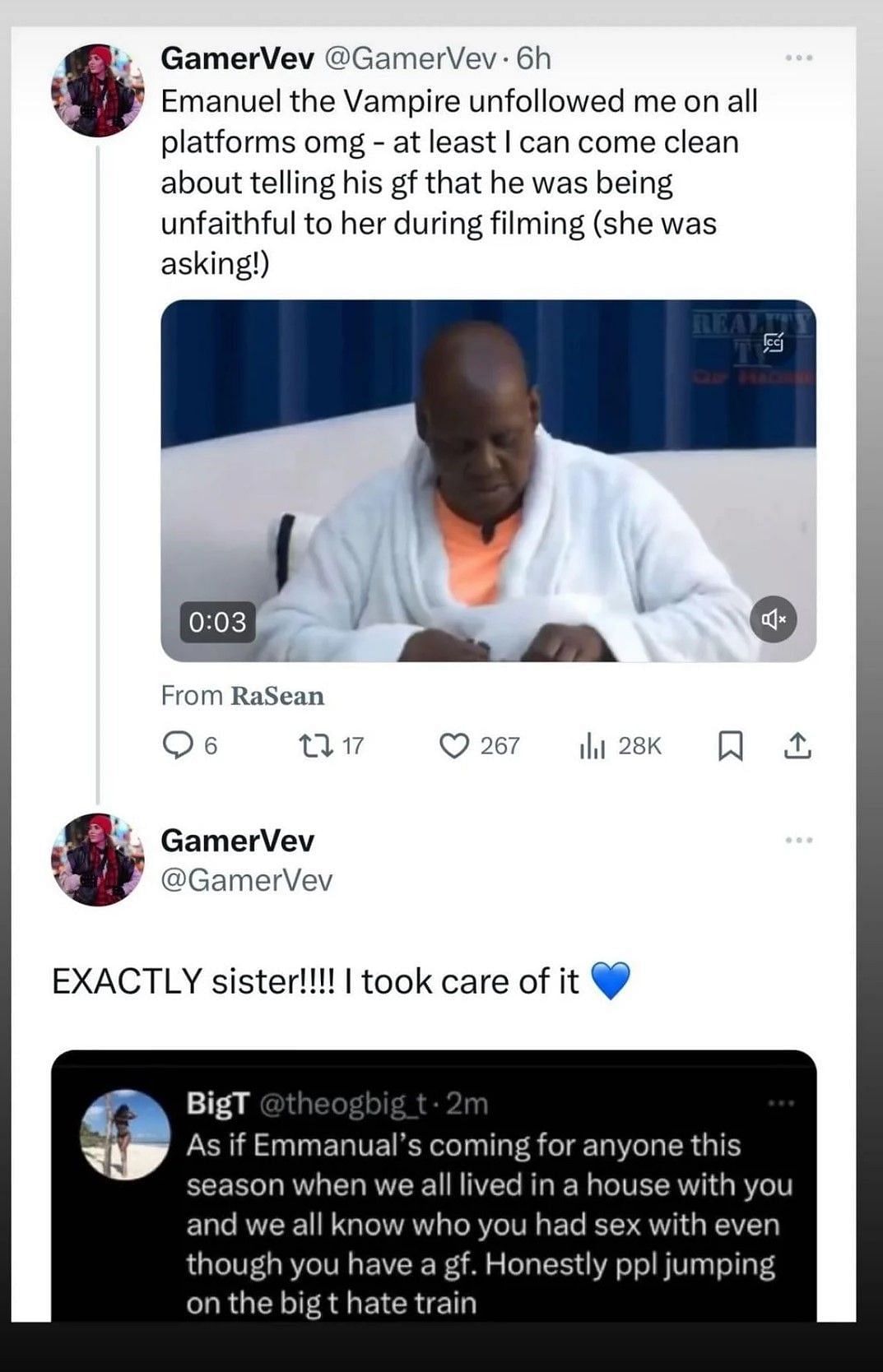 GamerVev tweet screenshot (Image via Reddit / MTV Challenge)