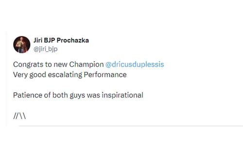 Prochazka's tweet regarding du Plessis [Image courtesy: @jiri_bjp - X]