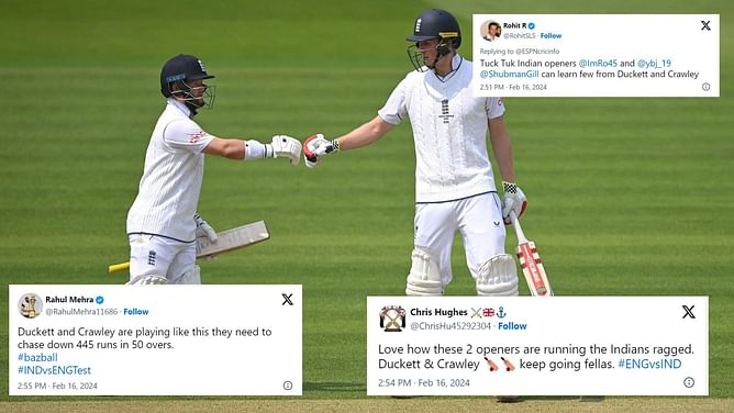 "Playing like they need to chase down 445 runs in 50 overs" - Twitter reacts to Duckett and Crawley's blistering partnership in 3rd Test
