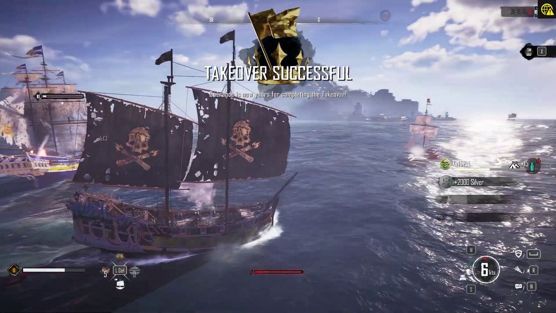 A successful takeover in Skull and Bones (Image via Ubisoft/YouTube-Game Trailers &amp; Guides)
