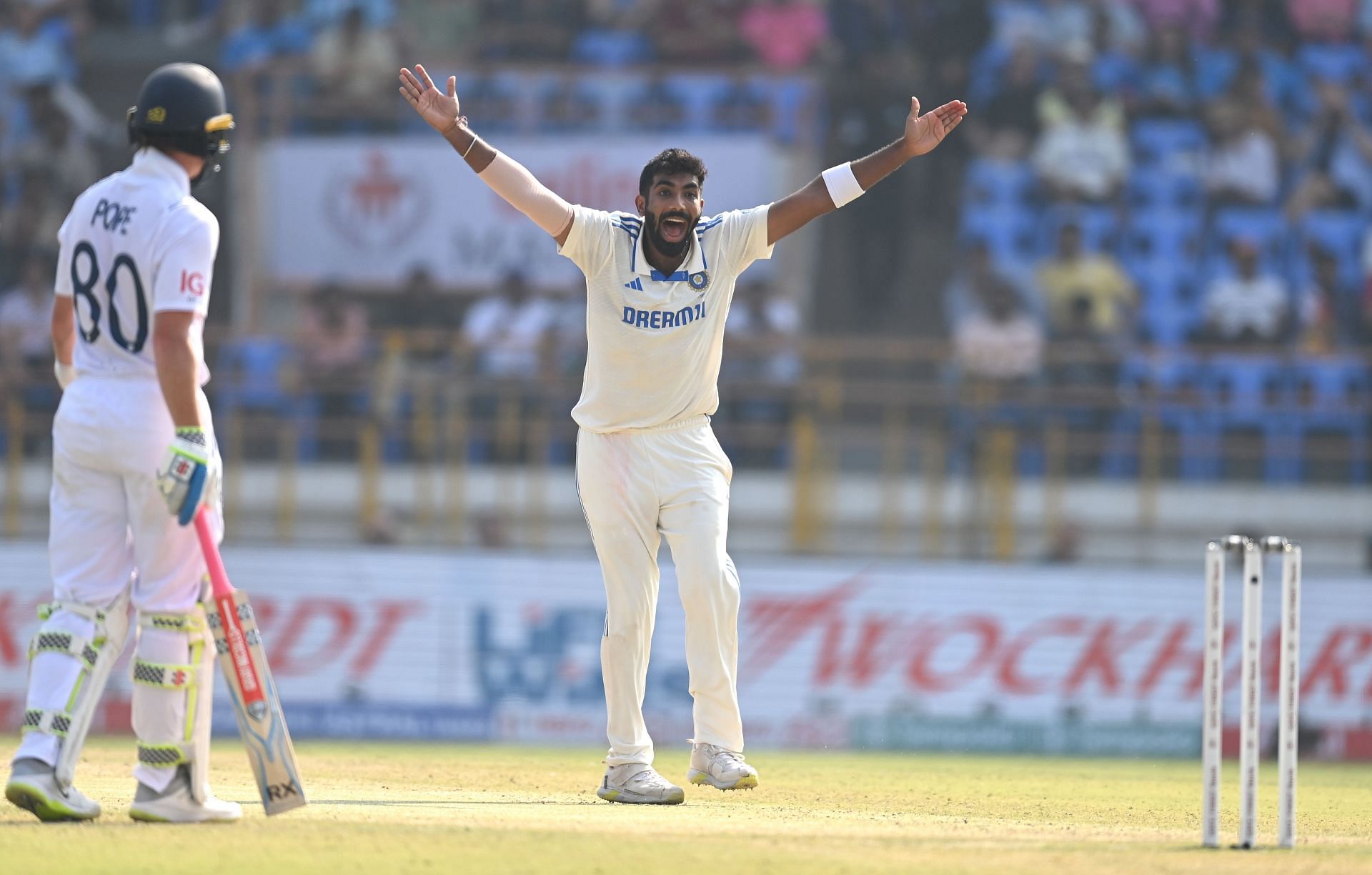 Jasprit Bumrah appeals: India v England - 3rd Test Match: Day Two