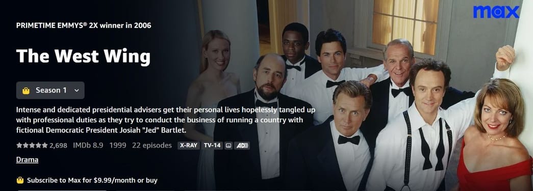 Where to watch The West Wing? All streaming options explored