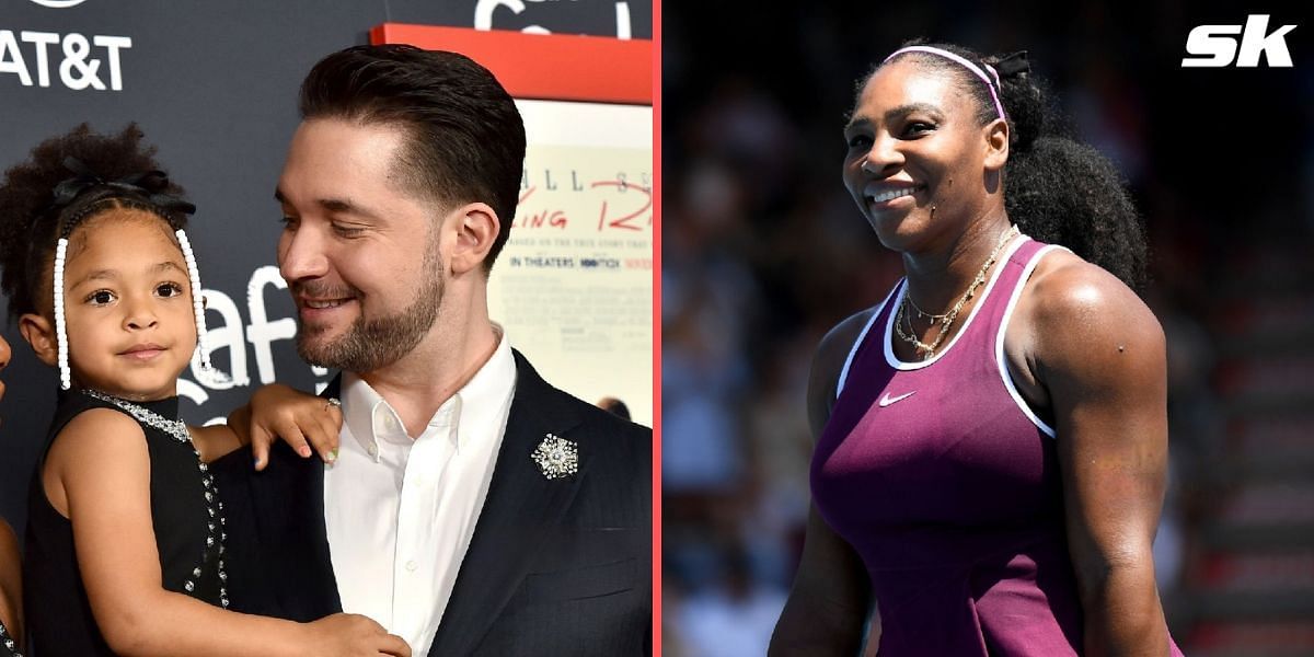 Daughter Olympia and Alexis Ohanian (L), Serena Williams (R)