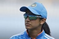 Smriti Mandhana looks on: India v Australia - Women's ODI: Game 3