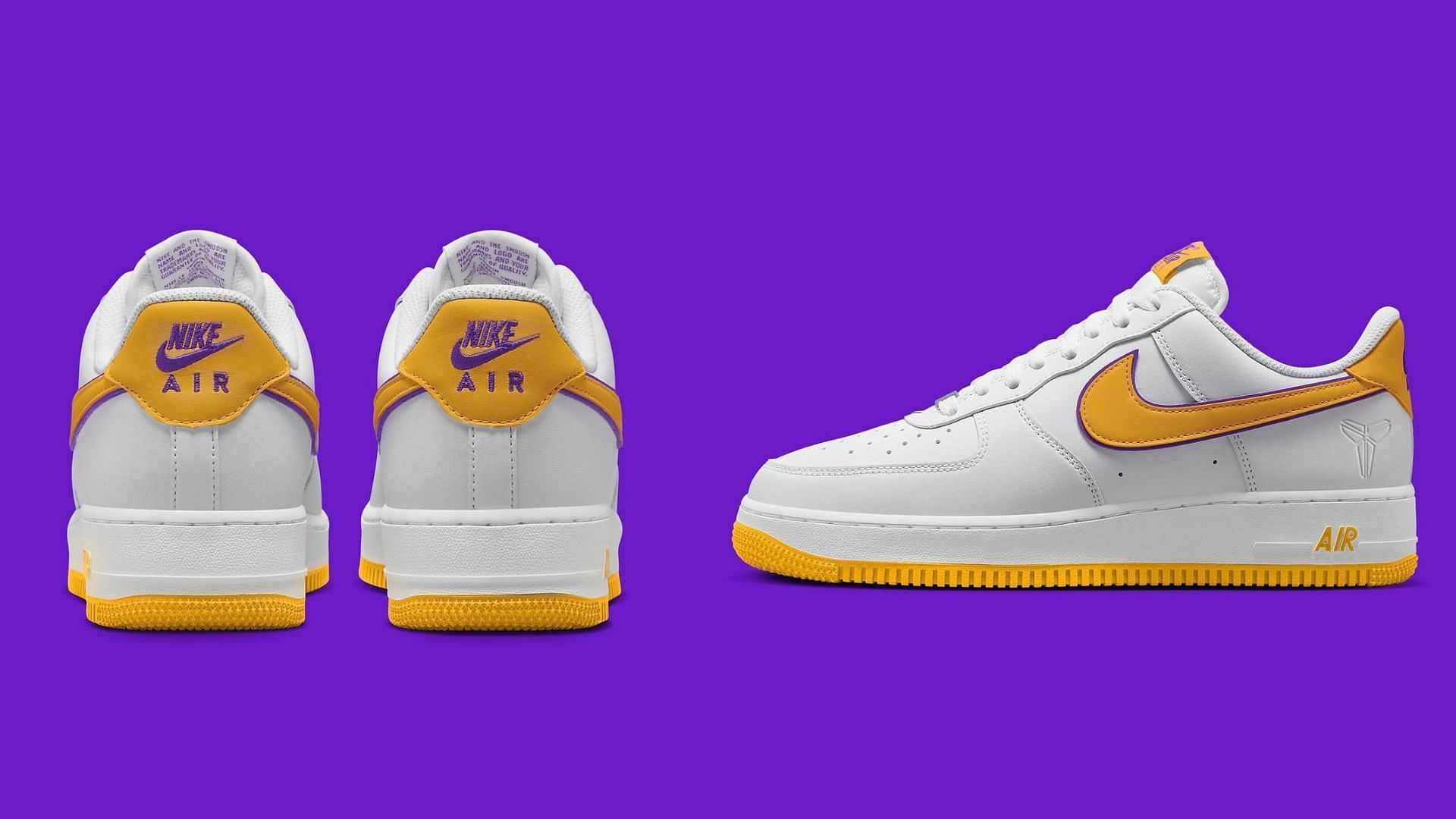 A closer look at the Nike Air Force 1 Low Kobe Bryant sneakers (Image via YouTube/@ragnoupdates)