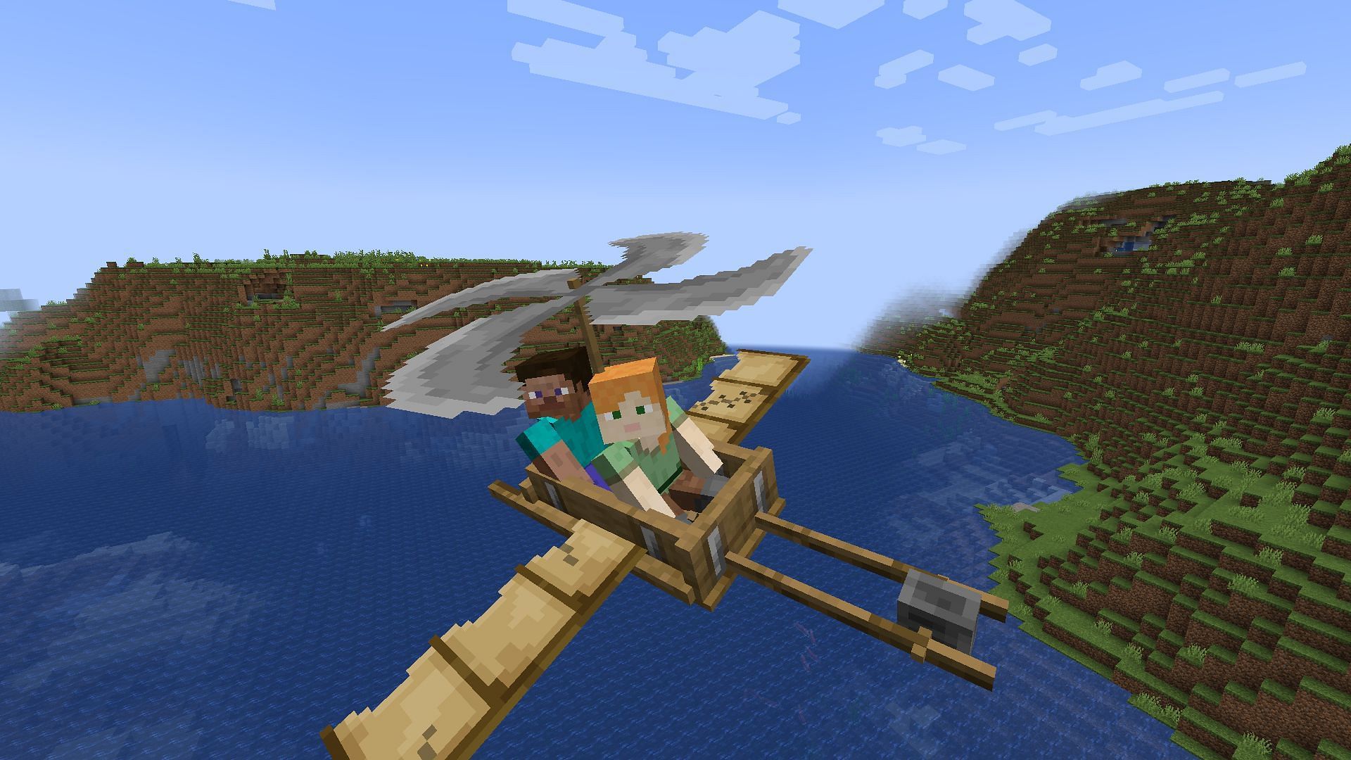 Immersive Aircraft allows fans to take to the skies without elytra (Image via Mojang Studios || Luke100000/Modrinth)