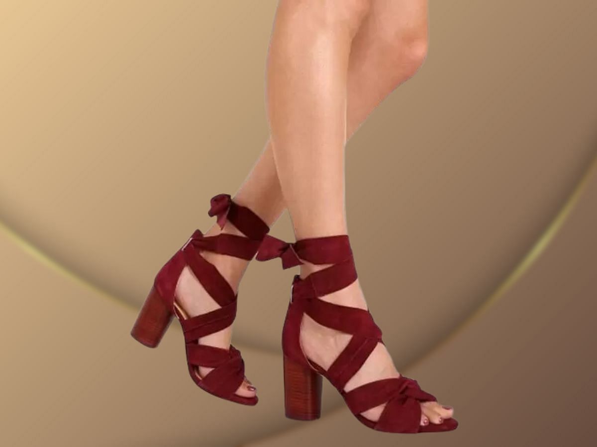 Raye Myra Heel Crimson block heels (Image via revolve.com)