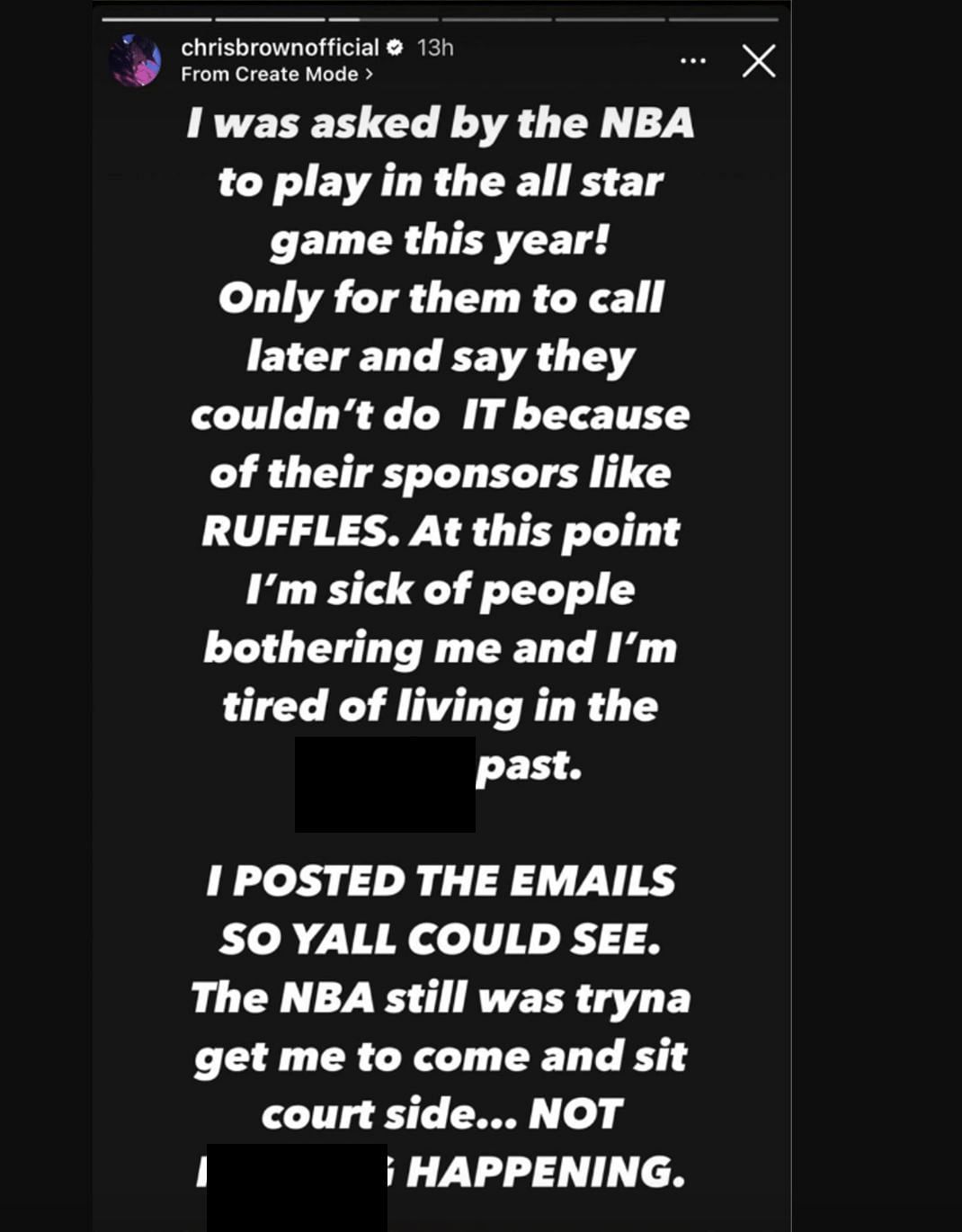 Netizens reacted to Brown&#039;s claims of the NBA disinviting him from the All-Celebrity game held on February 16. (Image via Instagram/chrisbrownofficial)