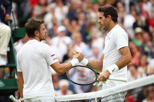 Stan Wawrinka (left) and Juan Martin del Potro (right) at the 2016 Wimbledon