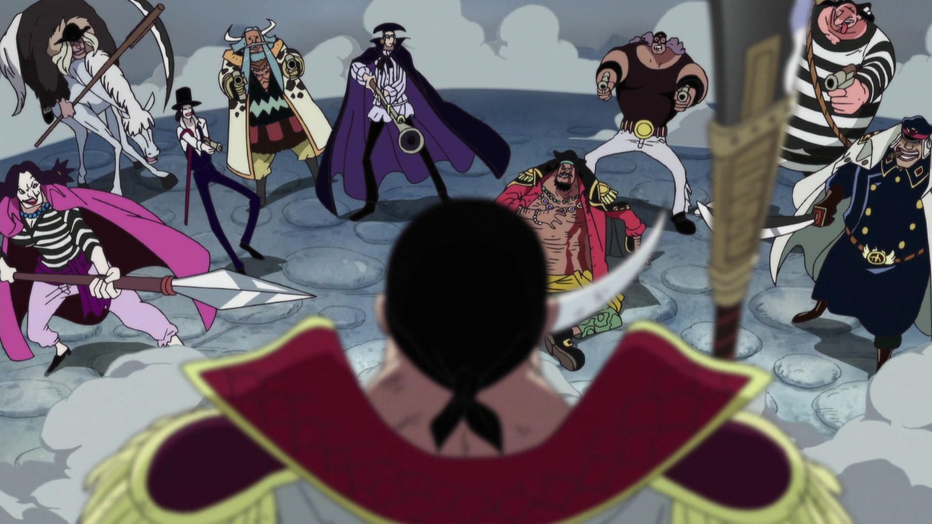 The Blackbeard Pirates facing Whitebeard as seen in the One Piece anime (Image via Toei Animation)
