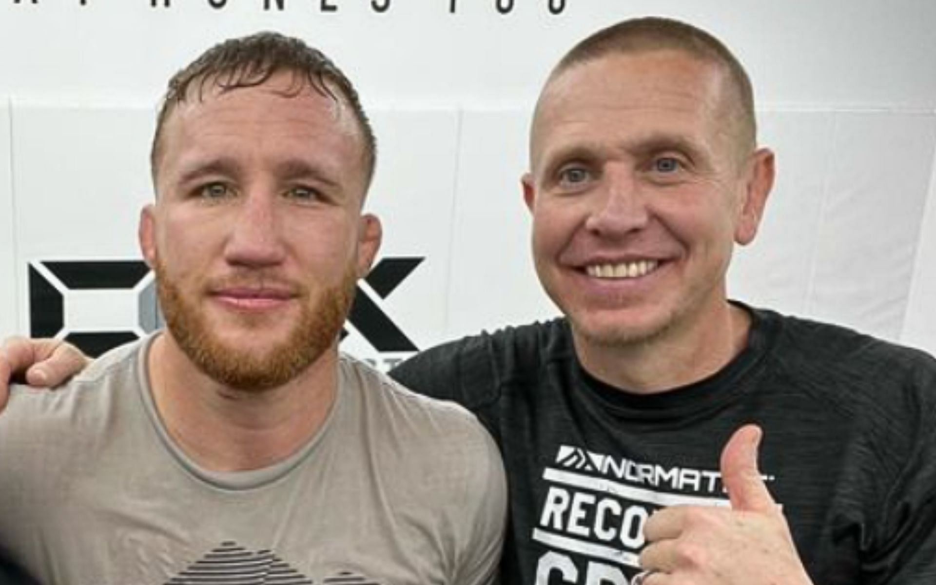 Justin Gaethje (left) with his long time coach Trevor Wittman (right) [Image courtesy @justin_gaethje on Instagram]