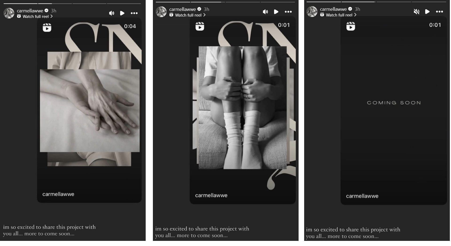 Screenshots of Carmella&#039;s post to Instagram Stories.