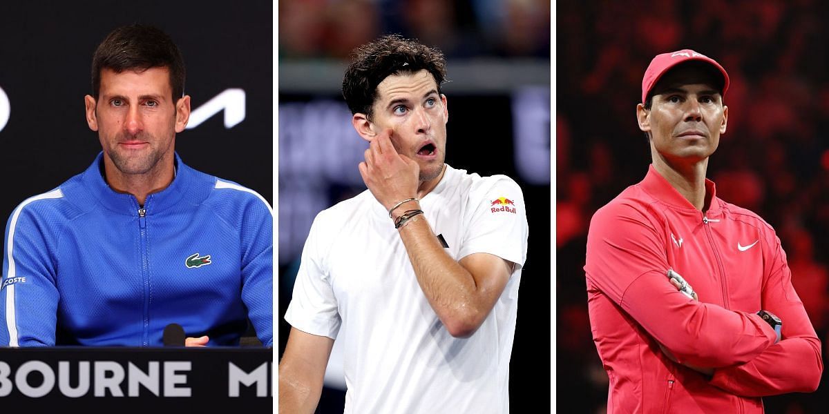 (From L-R) Novak Djokovic, Dominic Thiem and Rafael Nadal
