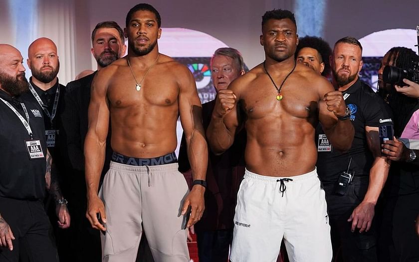 Anthony Joshua vs. Francis Ngannou weigh-ins: Anthony Joshua vs. Francis  Ngannou weigh-in results: How much do heavyweights weigh coming into highly  anticipated clash?