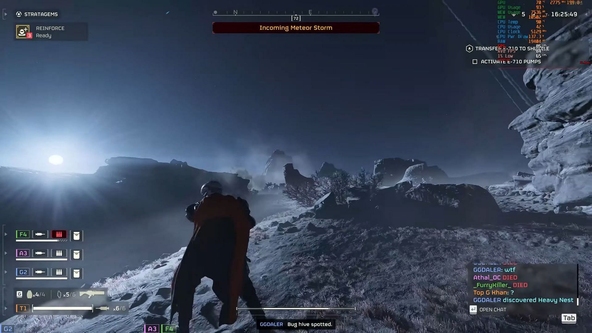 You can spot meteors falling from the sky (Image via Arrowhead Game Studios || YouTube/ThePreSequelChannel)