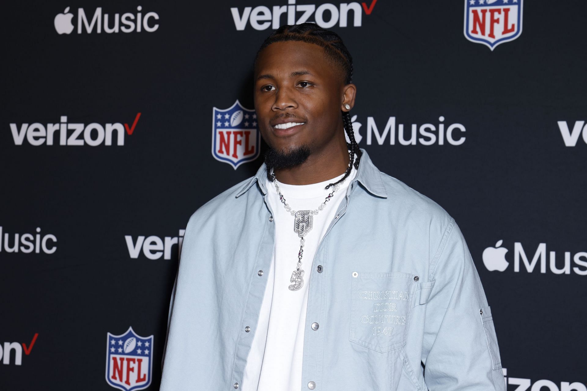 Tee Higgins at Run the Playlist Live at Verizon LIVE at Super Bowl LVIII