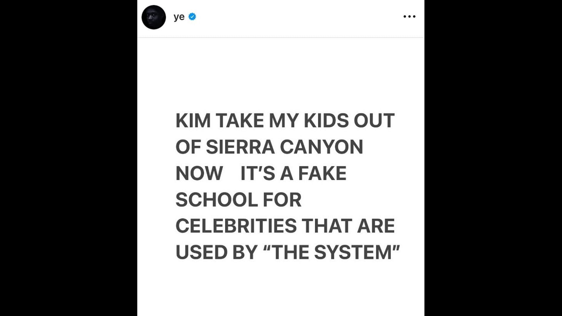 Kanye West urged ex-wife Kim Kardashian to remove the kids from their present school, and instead, enrol them to Donda Academy. (Image via Kanye West/ Instagram)