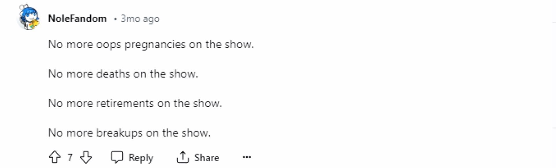 A user on Reddit said about the show (Image via Reddit)