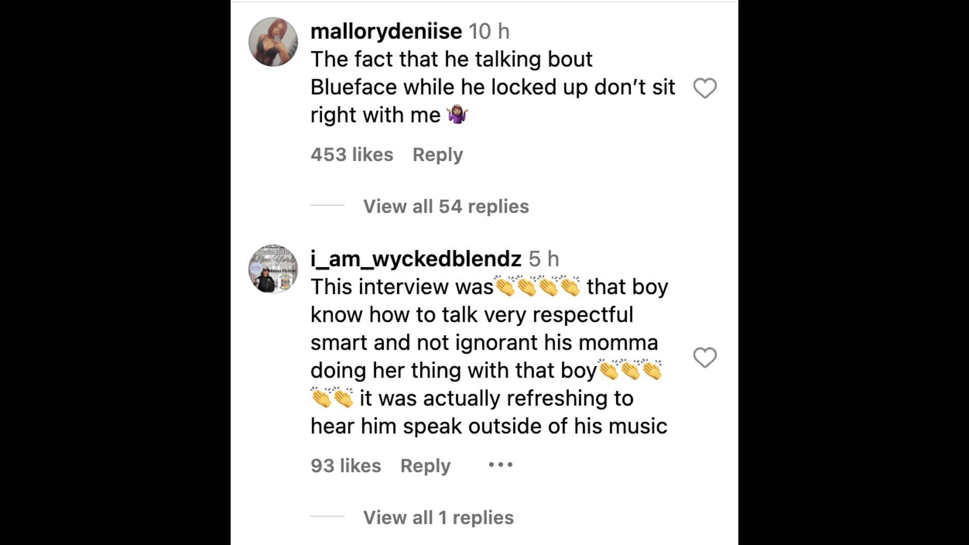 Social media users applaud Choppa for his answers addressing the Blueface and Chrisean Rock controversy. (Image via @theshaderoom/ Instagram)