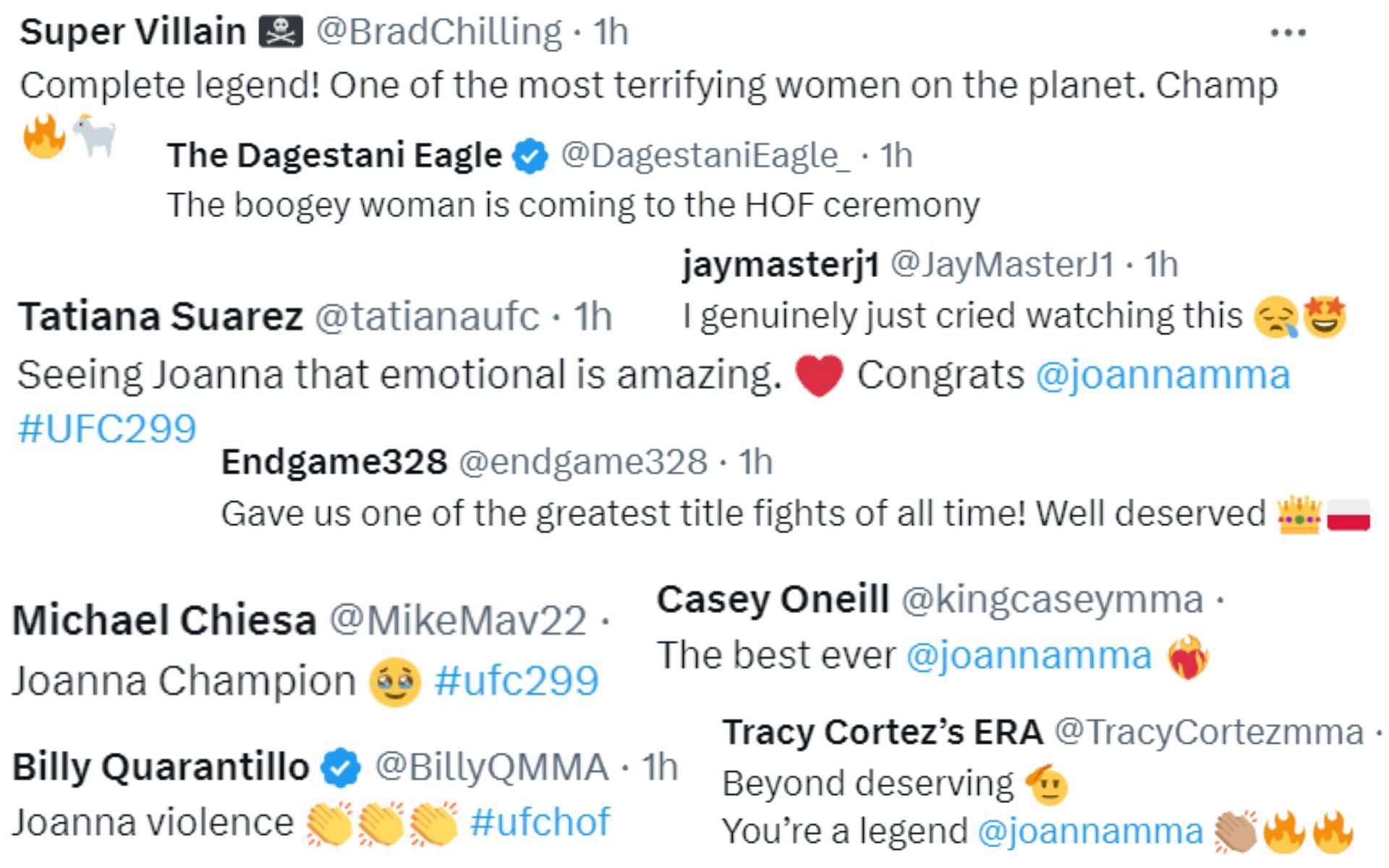 Screenshot of reactions to UFC&#039;s post on X