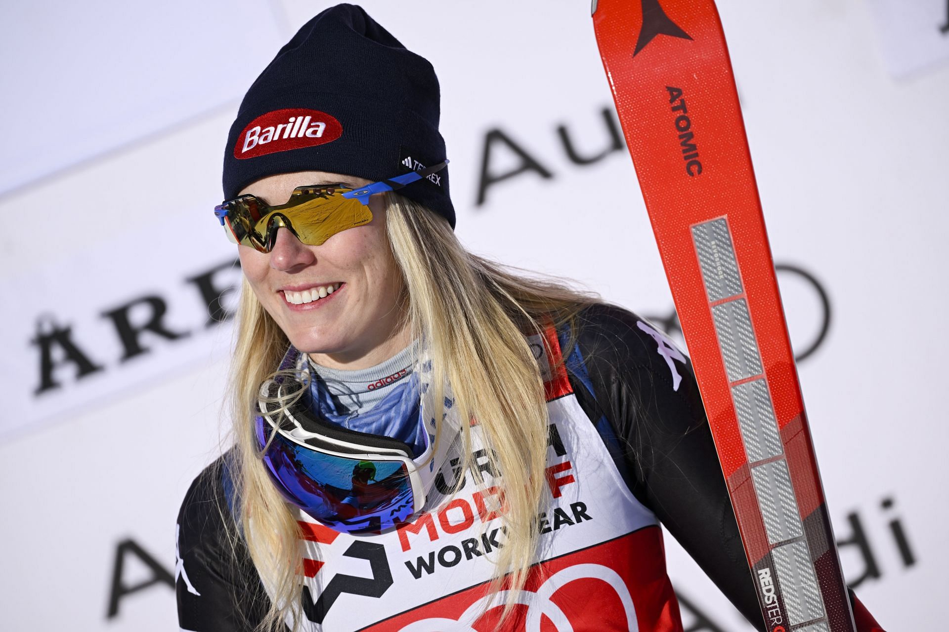 Mikaela Shiffrin of Team United States takes 1st place during the Audi FIS Alpine Ski World Cup Women&#039;s Slalom  (Photo by Jonas Ericsson/Agence Zoom/Getty Images)