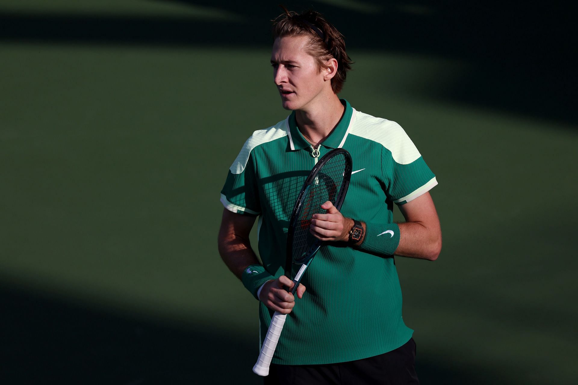 Sebastian Korda in action at the Dubai Tennis Championships