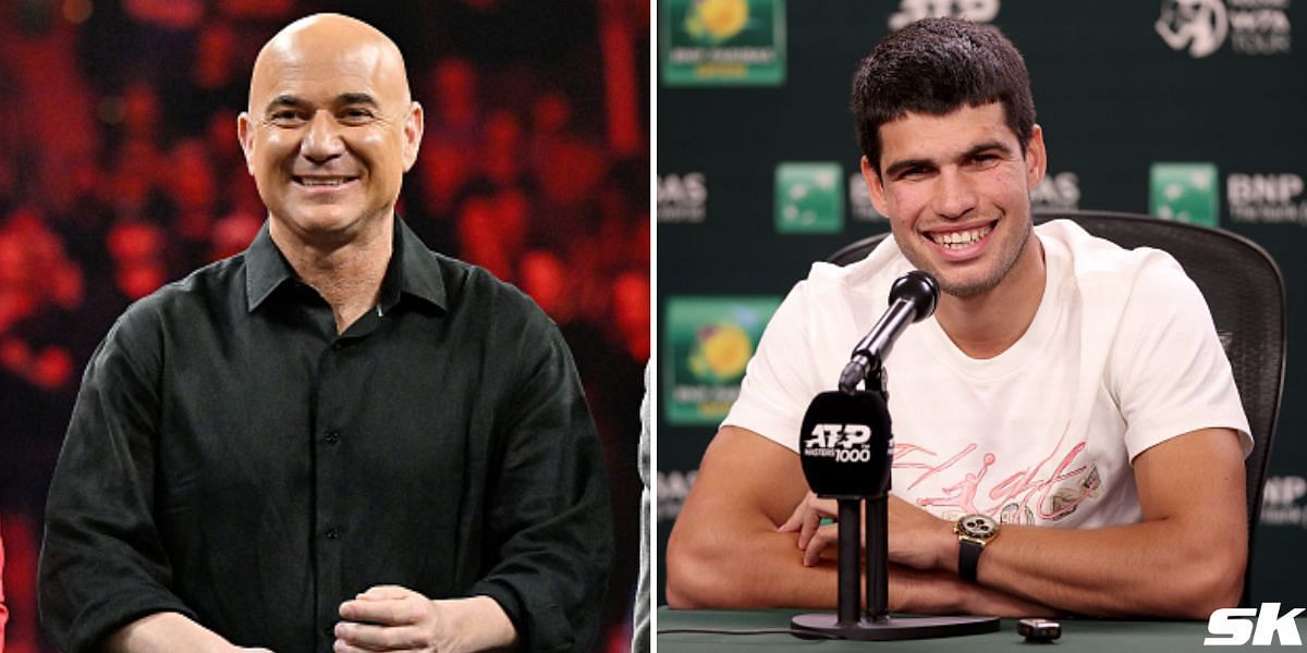 Andre Agassi (L) and Carlos Alcaraz (R)