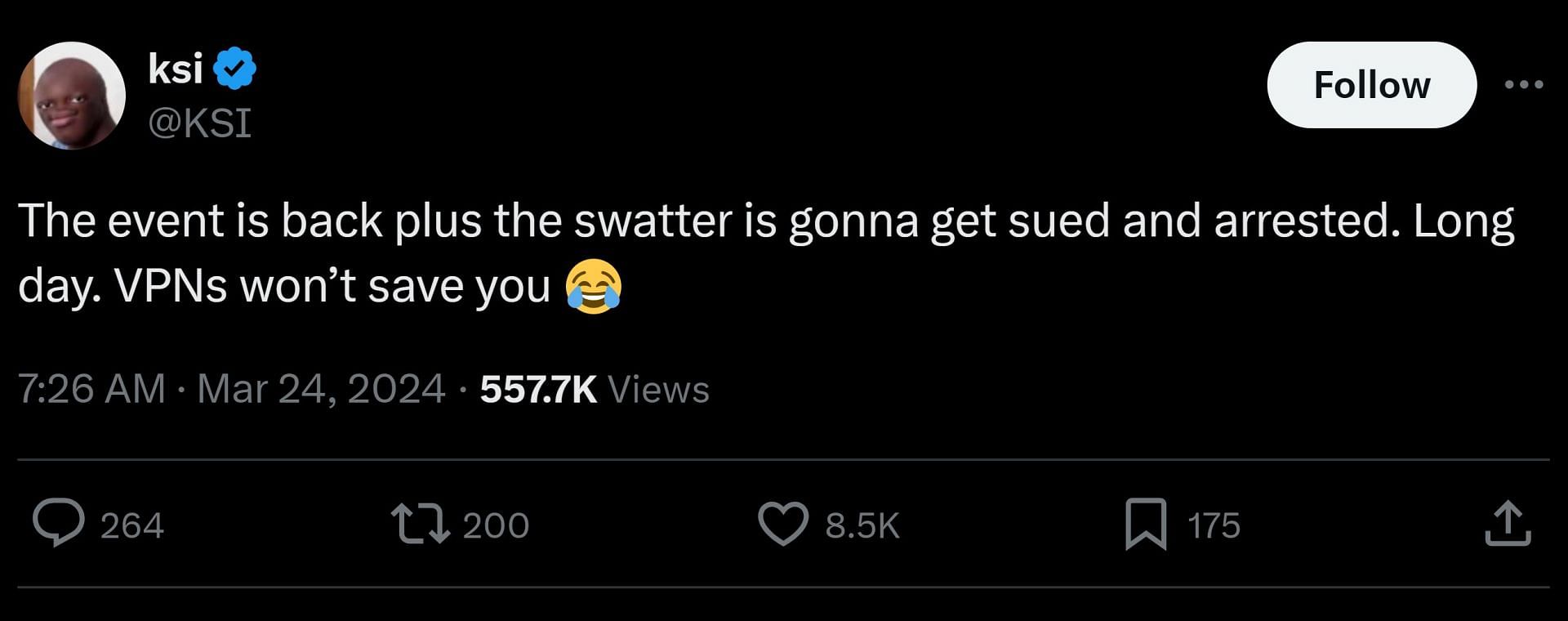 JJ says the swatter would get "sued and arrested" following the recent controversy (Image via X)