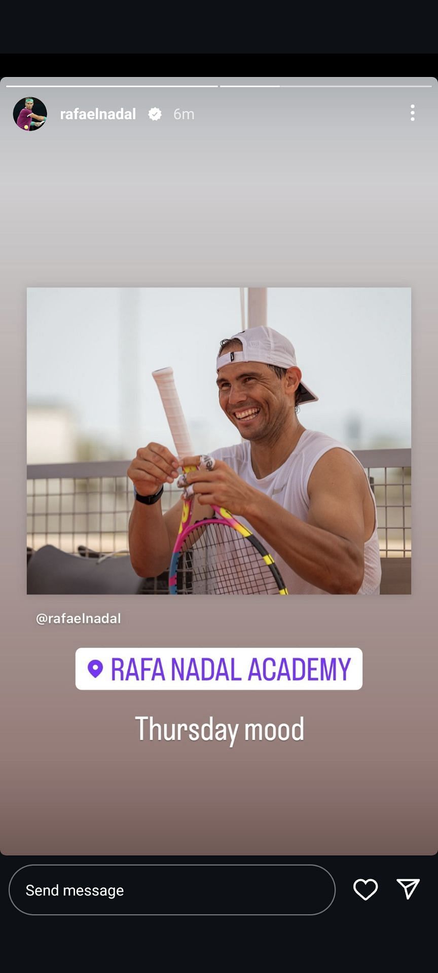 Screenshot of Nadal&#039;s Instagram story.