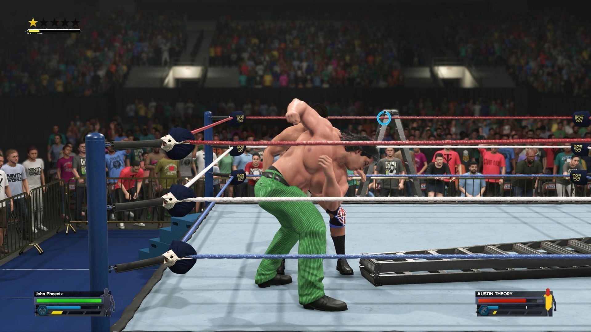 Screenshot of a Ladder Match in WWE 2k24