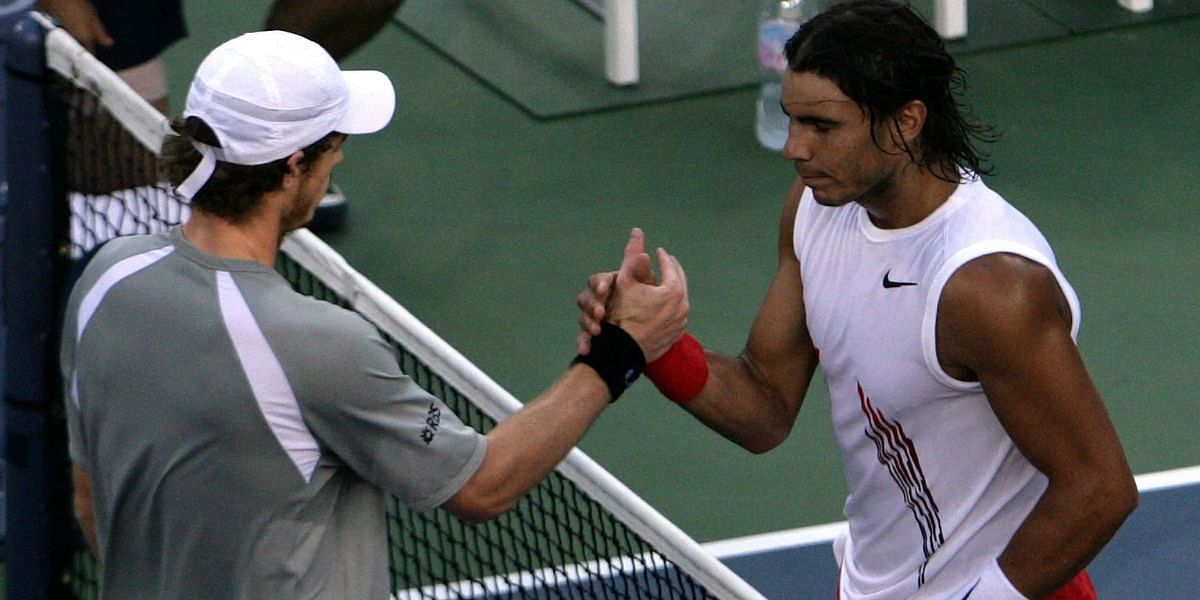 Andy Murray and Rafael Nadal pictured at the 2008 US Open semifinals