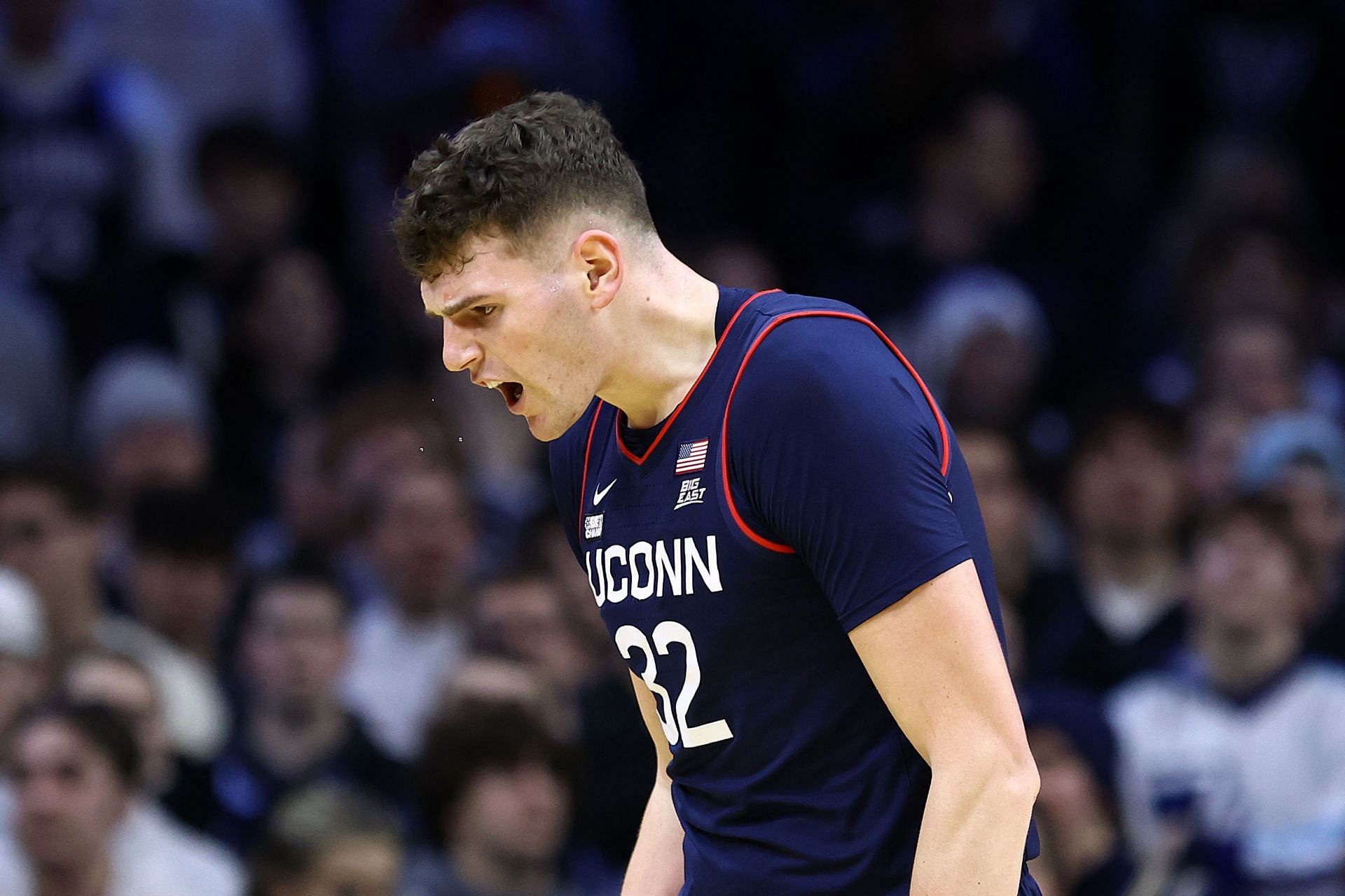 Donovan Clingan - Connecticut Huskies vs. Villanova Wildcats. (Photo by Tim Nwachukwu/Getty Images)