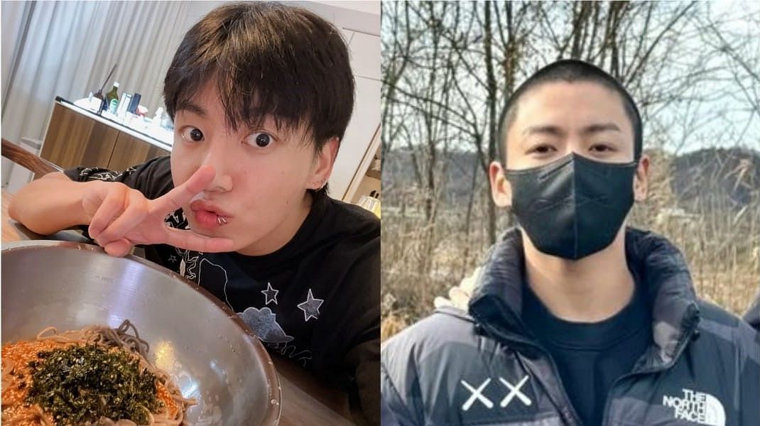 Makguksu recipe becomes a hot topic online after several reports confirm BTS&rsquo; Jungkook serving as a cook in the military (Images via Weverse/Jungkook and Instagram/@uhopearmy)