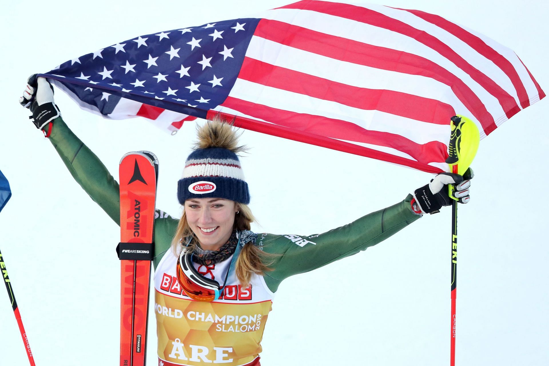 Mikaela Shiffrin of USA wins the gold medal during the FIS World Ski Championships Women&#039;s Slalom on February 16, 2019 in Are Sweden. (Photo by Christophe Pallot/Agence Zoom/Getty Images)