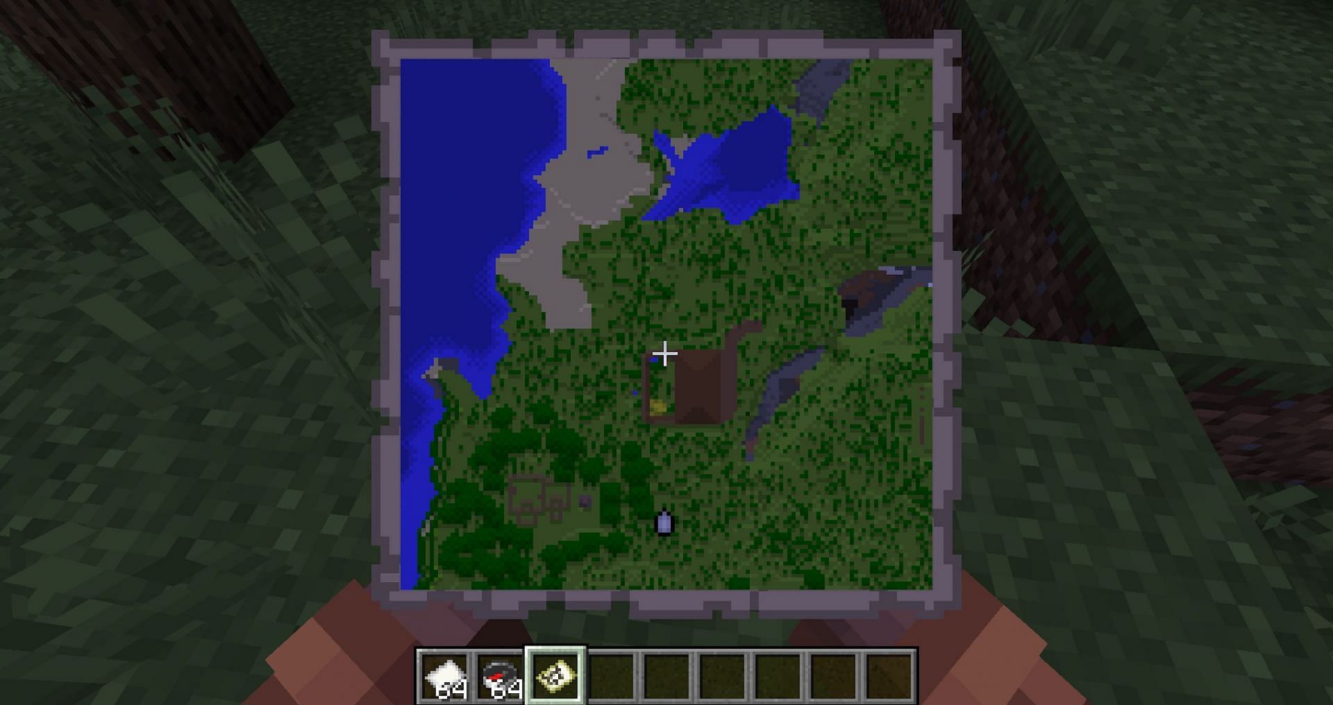 Builds can sometimes be seen on a map (Image via Mojang)