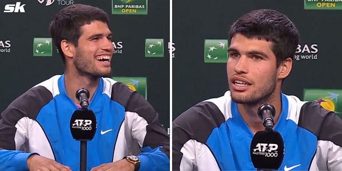 WATCH: Carlos Alcaraz's Indian Wells presser interrupted by emergency evacuation announcement; Spaniard jokes about his "fire on court" being to blame
