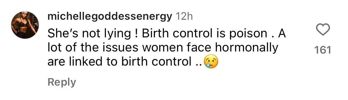 A user calls birth control &quot;poison&quot; (image via @michellegoddessenergy/Instagram)