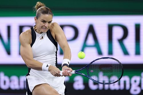 Maria Sakkari in action at the BNP Paribas Open