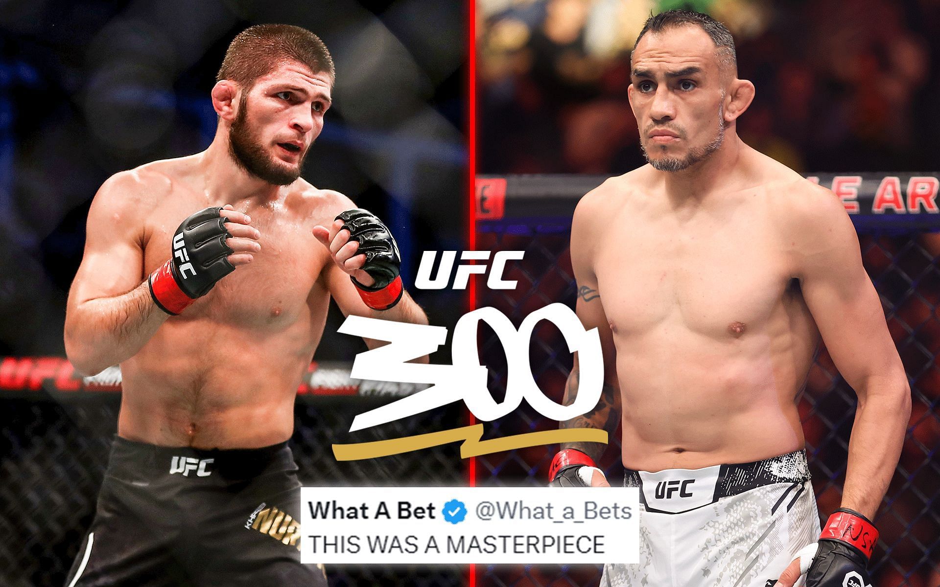 Fans react to the new UFC 300 trailer featuring Khabib Nurmagomedov (left) vs. Tony Ferguson (right) [Images courtesy: @ufc on Instagram and Getty]