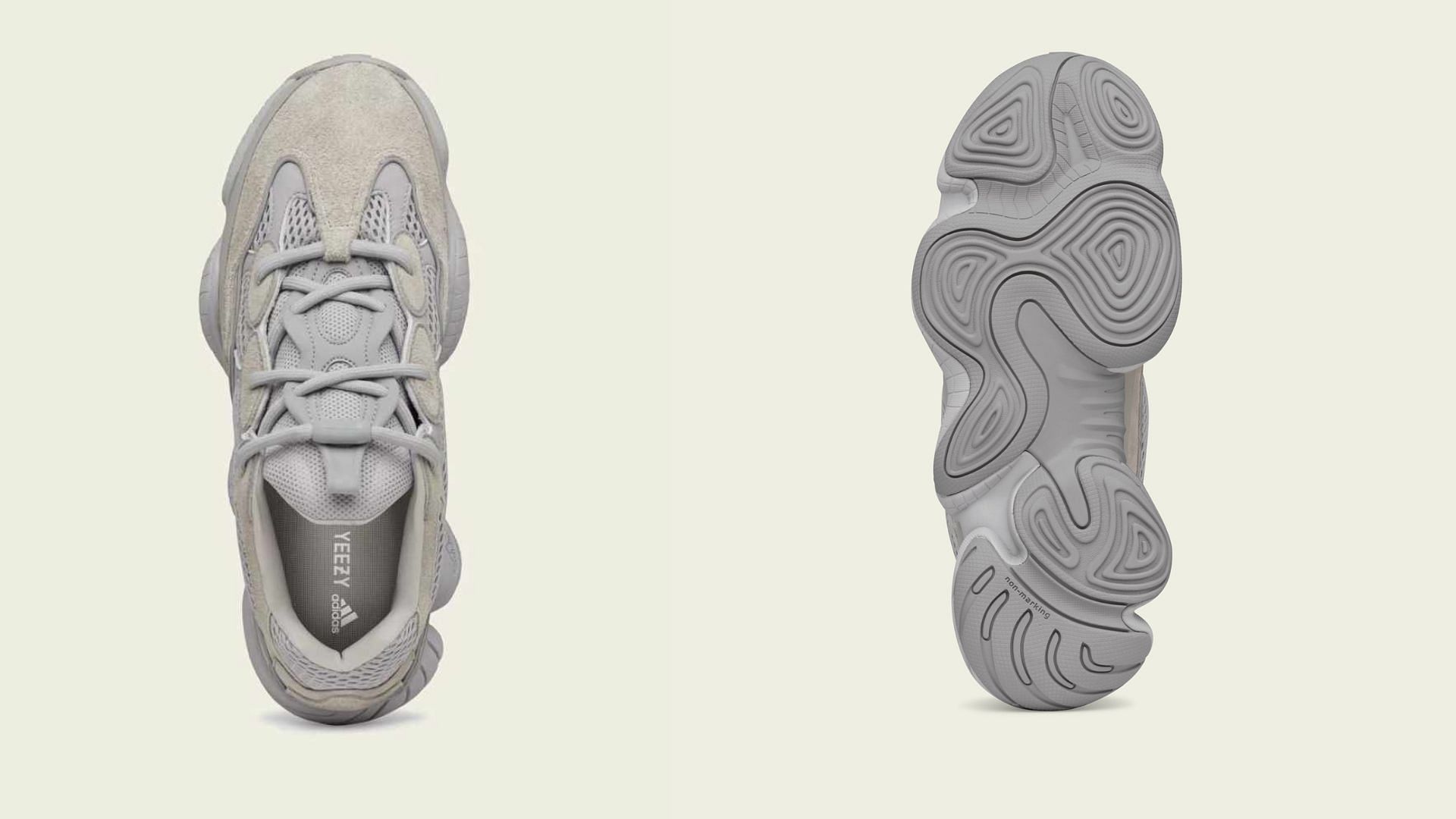 A closer look at the Adidas Yeezy 500 Stone Salt sneakers (Image via Adidas)