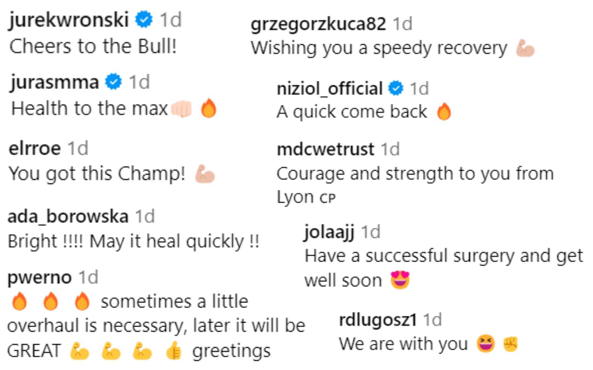 Fans wish a speedy recovery for the Polish fighter