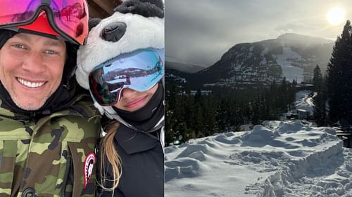 Tom Brady with his children enjoying a ski trip.